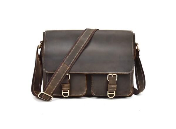 Brown Leather Shoulder Bag Mens Vintage Messenger Satchel Purse