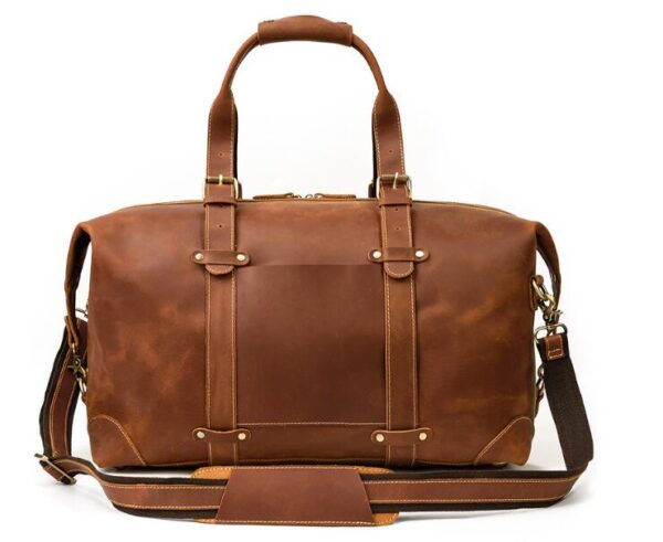 Weekend Zippered Men's Leather Duffle Bag - Image 2