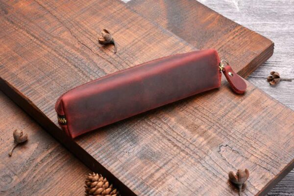 Custom Black Leather Pencil Holder Case - Image 3