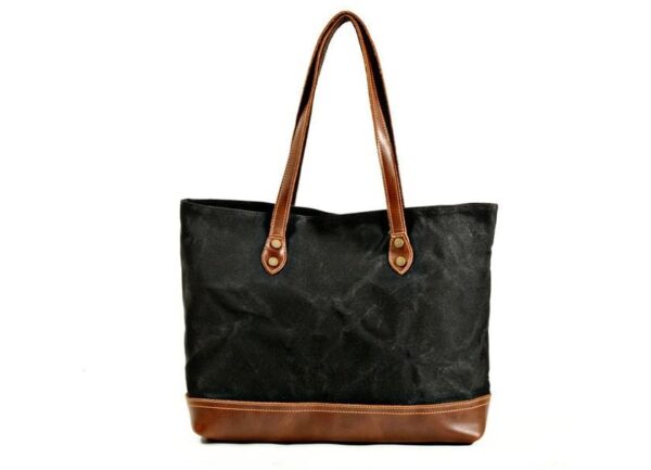 Canvas Handbag Leather Tote Shoulder Bags - Image 4