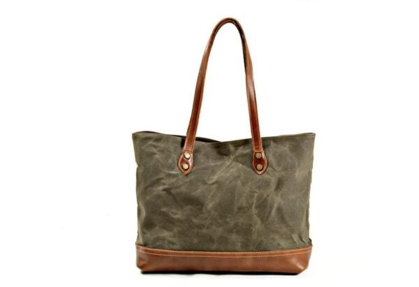 Canvas Handbag Leather Tote Shoulder Bags - Image 5