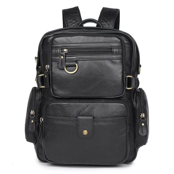 Large Black Leather Backpack Purse Bag