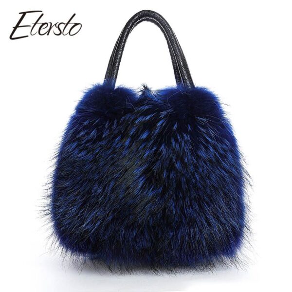 Purple fur hand bag