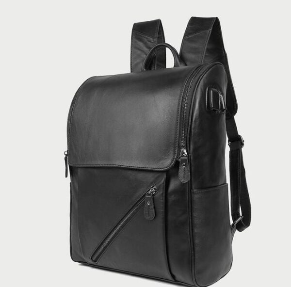 Designer Black Leather Backpack Bag