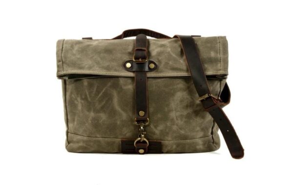 Women's Canvas Crossbody Messenger Handbag in Khaki, Green or Grey - Image 4