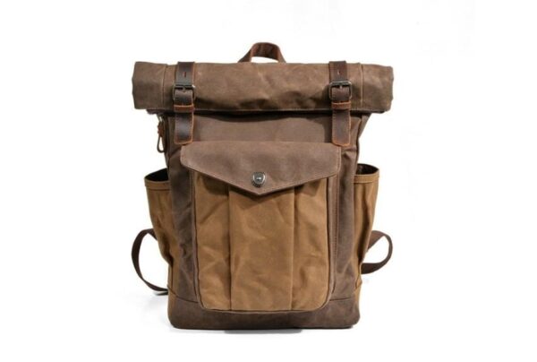 Designer Waxed Canvas Backpack Purse Bag - Image 6