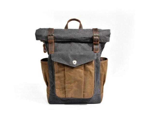 Designer Waxed Canvas Backpack Purse Bag - Image 7