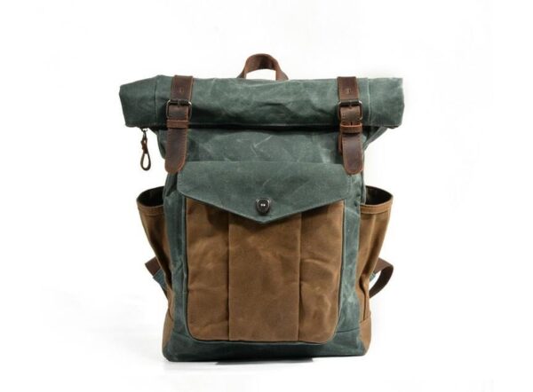 Designer Waxed Canvas Backpack Purse Bag - Image 5