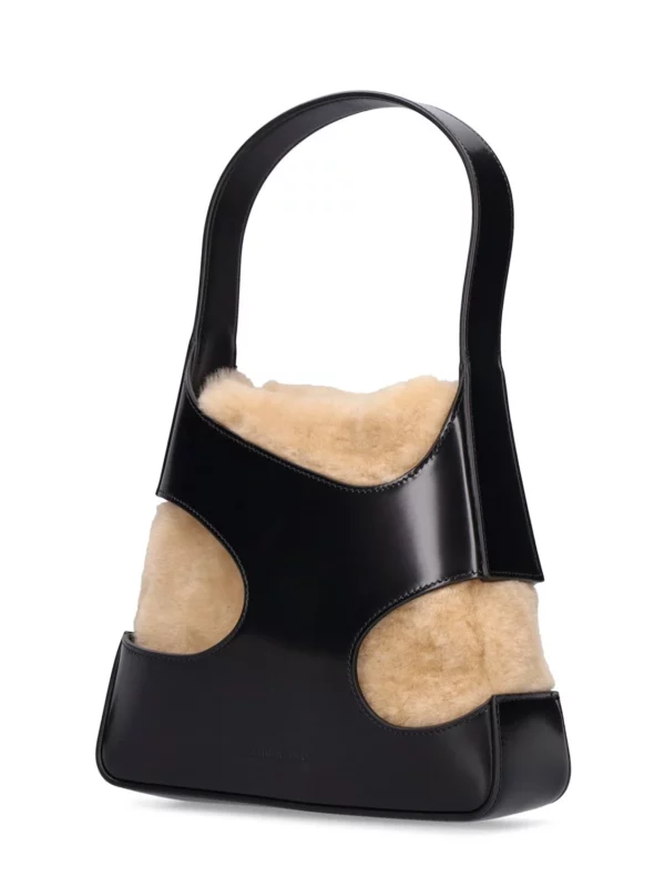 Small Cutout Fur Shoulder Bag In Blue