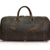 BROWN LEATHER WEEKENDER TRAVEL LUGGAGE BAG - Image 4