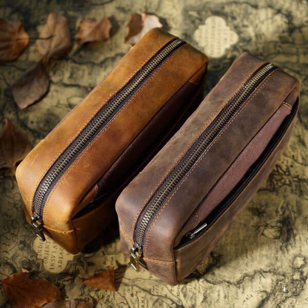 Unisex Leather Pencil Case Pen Bag - Image 2