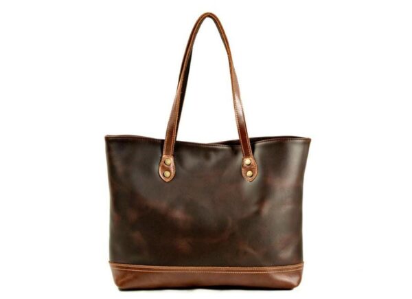 Brown Leather Shoulder Tote Bag - Image 3