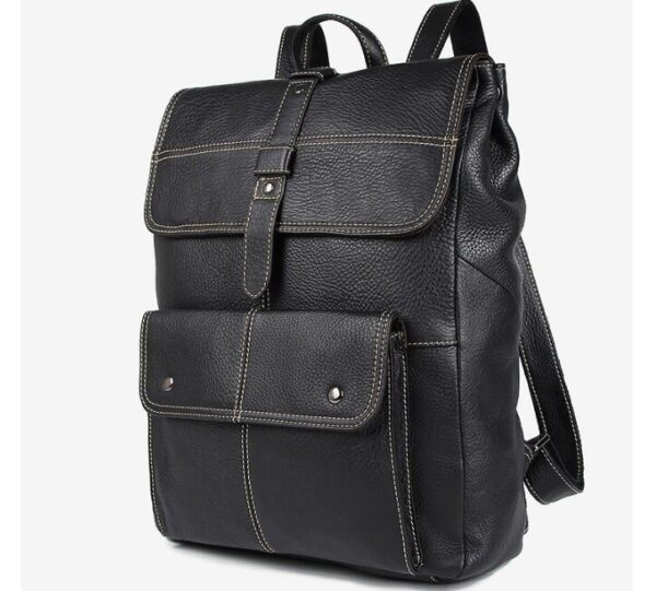 Fashion Business Black Leather Backpack Bag - Image 4