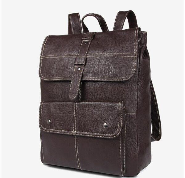 Fashion Business Black Leather Backpack Bag - Image 3