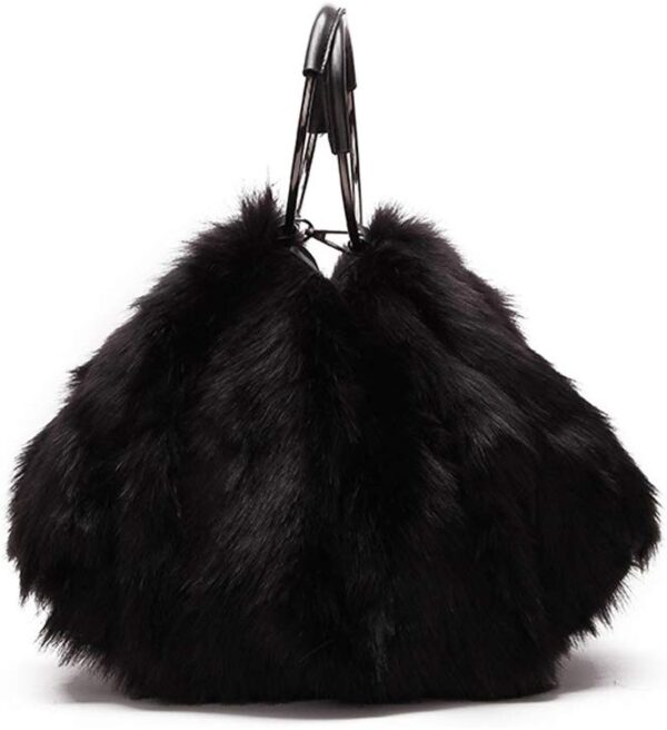 Ulisty Women Fur Shoulder Bag Circle Handle Fluffy Crossbody Bag