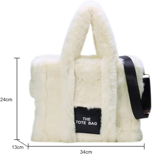 Fluffy Tote Bag for Women Plush Shoulder - Image 3