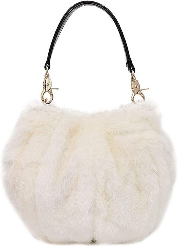 Women's Faux Fur Bucket Handbag Plush Shoulder Bag Fur Tote Bags