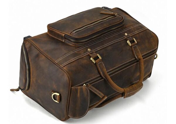 Weekender Leather Mens Duffle Travel Bag - Image 2