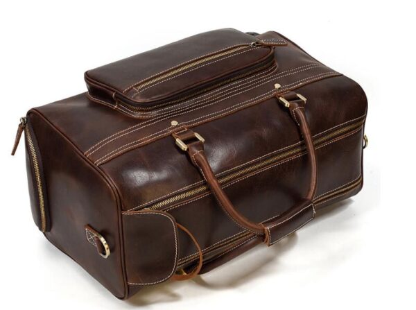 Weekender Leather Mens Duffle Travel Wheel Bag - Image 2