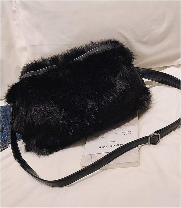 Ulisty Women Fur Shoulder Bag Circle Handle Fluffy Crossbody Bag - Image 4
