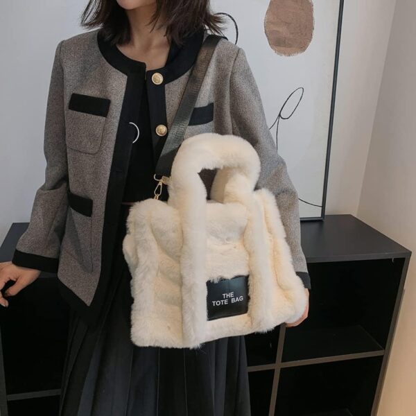 Fluffy Tote Bag for Women Plush Shoulder - Image 4