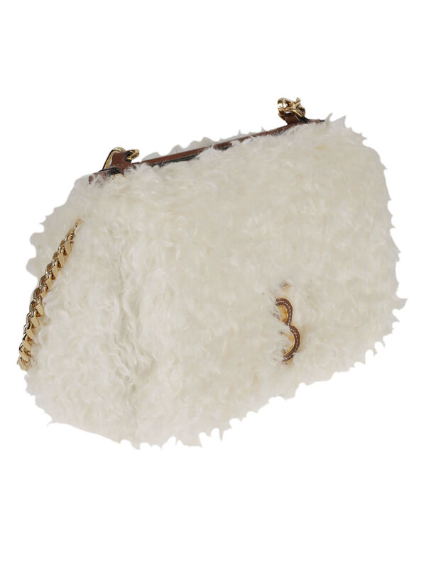 Fur Logo Shoulder Bag In White - Image 2