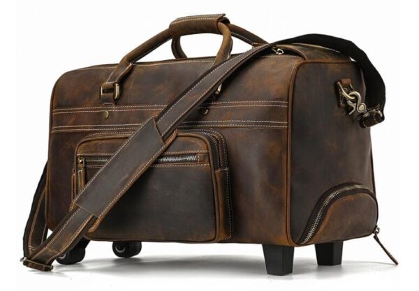 Weekender Leather Mens Duffle Travel Bag - Image 3