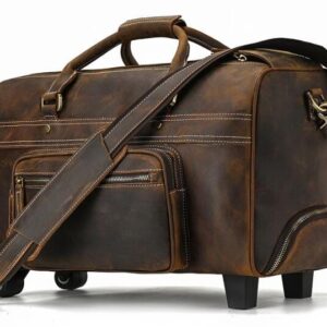 Weekender Leather Mens Duffle Travel Wheel Bag