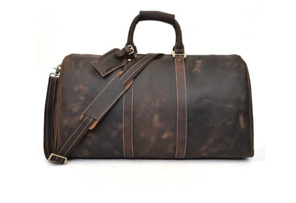 Vintage Large Brown Leather Travel Bag Luggage Duffle