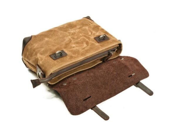 Vintage Leather Canvas Messenger Crossbody Bag - Image 2