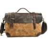 Vintage Leather Canvas Messenger Crossbody Bag