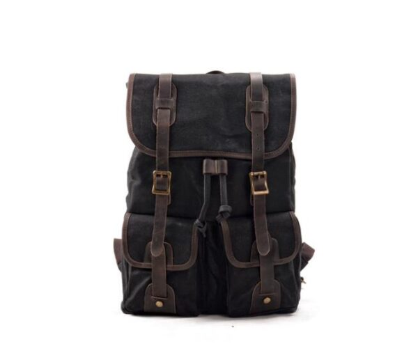 Women's Dark Canvas Backpack Bag Grey, Black - Image 2