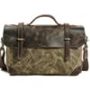 Vintage Leather Canvas Messenger Crossbody Bag - Image 5