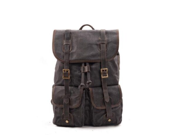 Women's Dark Canvas Backpack Bag Grey, Black