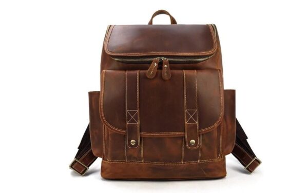 Brown Leather Briefcase Backpack Purse for Men