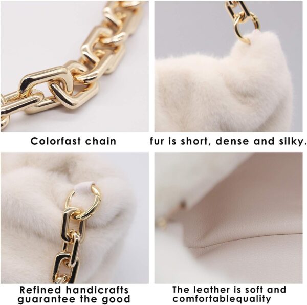 dumpling fur bag Feather Tote Evening cloud bags Fuzzy Handbags - Image 3