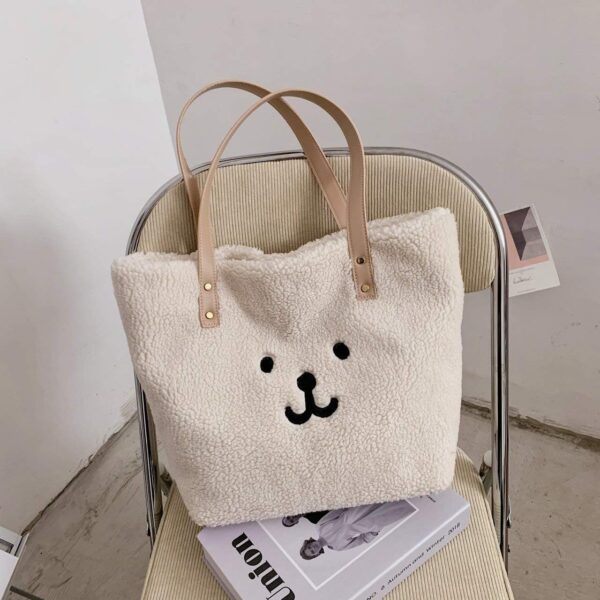 Faux Fur Tote Bag, Cute Bear Purse Handbag for Women - Image 4