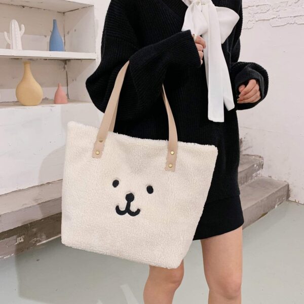 Faux Fur Tote Bag, Cute Bear Purse Handbag for Women - Image 2