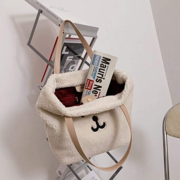 Faux Fur Tote Bag, Cute Bear Purse Handbag for Women - Image 3