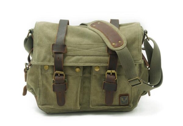 Mens Canvas Messenger Bag Grey, Green, Black - Image 2