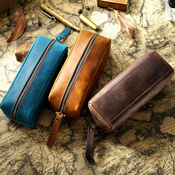 Practical Leather Pencil Case Pen Bag Box - Image 2