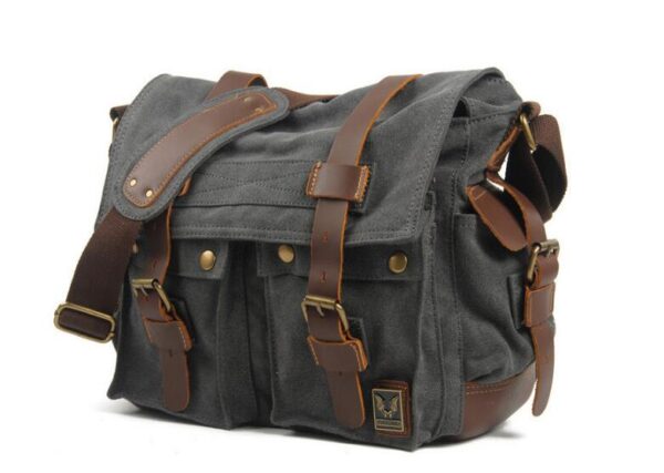 Mens Canvas Messenger Bag Grey, Green, Black