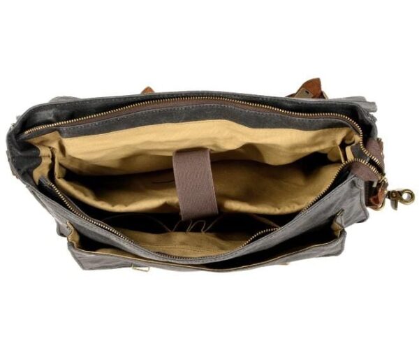 Retro Canvas Leather Messenger Shoulder Bag - Image 3