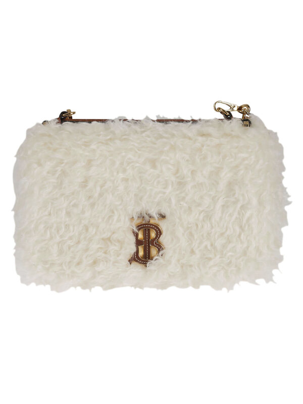 Fur Logo Shoulder Bag In White - Image 3