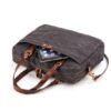 Grey Mens & Womens Canvas Leather Briefcase Bag - Image 2