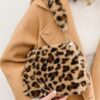 Leopard Graphic Kiss Lock Fluffy Crossbody Bag - Image 4