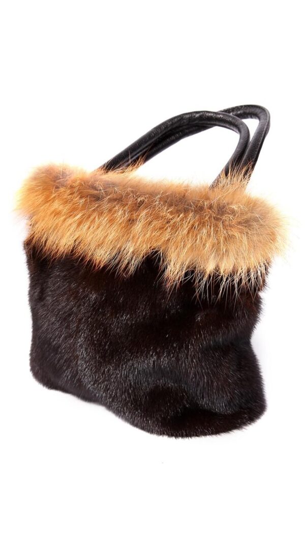 Black fur hand bag