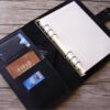 Refillable Black Leather 6 Ring Binders Folder - Image 2