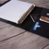 Refillable Black Leather 6 Ring Binders Folder - Image 4