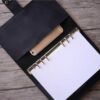 Refillable Black Leather 6 Ring Binders Folder - Image 5